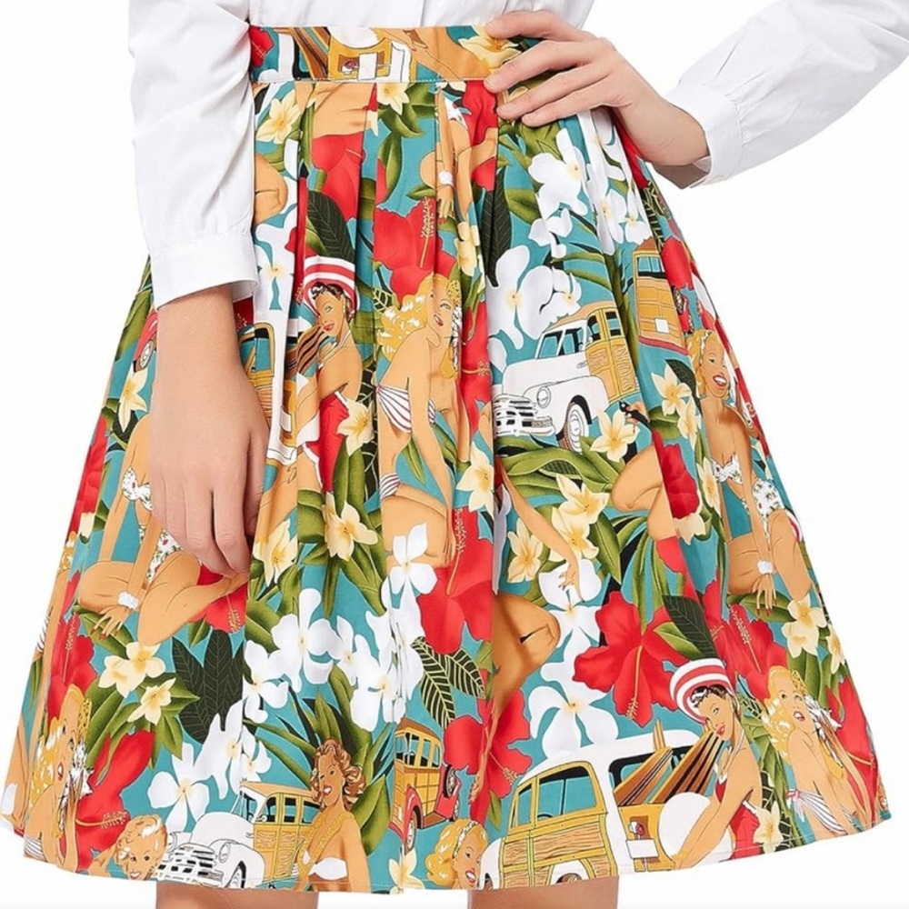 Grace Karin‎ Vintage printed A-Line Skirt X-Large